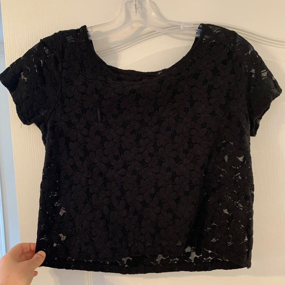 Black lace crop top